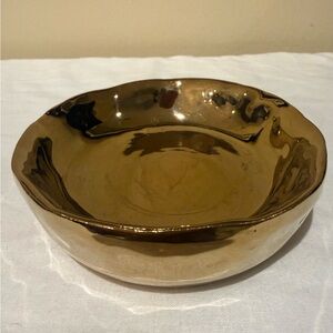 Elegant Gold-Coated Ceramic Trinket Bowl Dish
